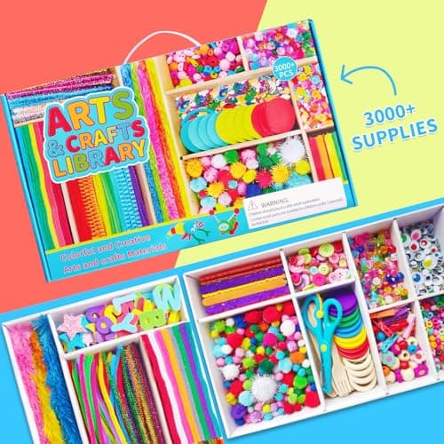 Itopstar Crafts for Kids -3000pcs+ Art Supplies Kids Art Supplies Great for School, Homeschool and Kindergarten DIY Crafting Projects-Giant Craft Box for Supplies - Thumbnail 3