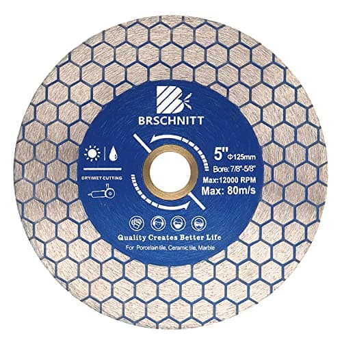 Diamond Granite Cutting Wheel 5inch - BRSCHNITT 125mm Vacuum Brazed Angle Grinder Diamond Blade for Dry and Wet Cutting Grinding Porcelain,Tile,Ceramic Tile Stone,Marble,Quartz,Granite