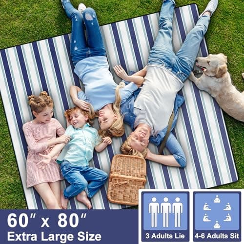 memKiya 60x80" Picnic Blankets Outdoor XL Giant Waterproof Sandproof Beach Blanket Lightweight Foldable Camping Sand Mat Summer Glamping Camp Equipment Gifts Travel Trailer Hawaii Vacation Accessories - Thumbnail 3