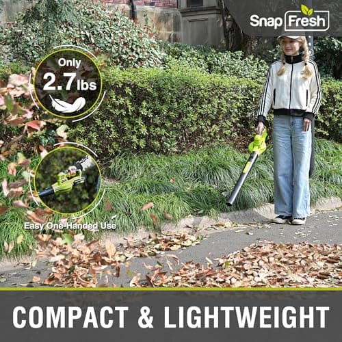 SnapFresh 20V Leaf Blower, Leaf Blower Cordless with 2.0Ah Battery & Fast Charger, 2.7lbs Lightweight Electric Leaf Blower, 2 Speed Modes for Lawn, Patio, Yard & Sidewalk Care - Thumbnail 5