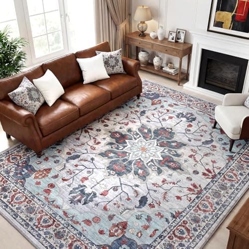 YBYX Washable Area Rug 9x12, Vintage Floral Carpet - Image 1