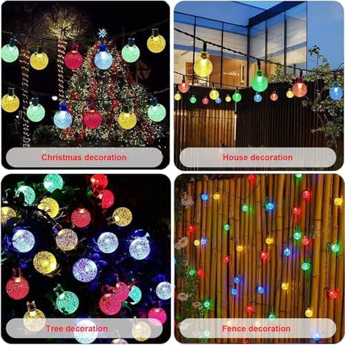 LSLCQW Solar String Lights Outdoor Waterproof, 1 Pack 50 LED 2.3CM 23 FT Each, Solar Powered Patio Lights with 8 Lighting Modes for Garden Yard Porch Wedding Party...(Seven Colors) - Thumbnail 6
