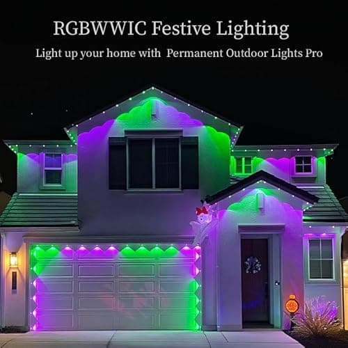 AurNyvaMay Permanent Outdoor Lights,Smart RGB Outdoor Lights with Remote APP Control,54ft with 36 LED(5v) IP67 Waterproof Outside Light for House for Holiday, Party, Daily(unconnectable) - Thumbnail 4