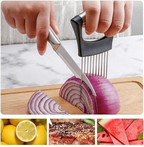 HFLYJPYW Onion Holder for, Lemon Slicer Onion Cutter for Slicing, Vegetable Cutter for Potato and Tomato, Avocados, Eggs, Food Slicer Assistant Tool for Slicing Fruit Lemon and Meat - Thumbnail 3