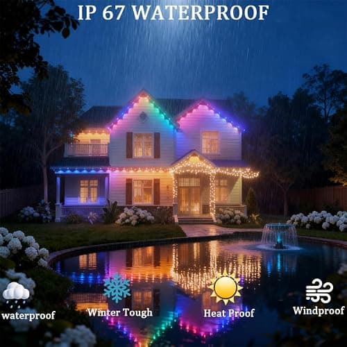 AurNyvaMay Permanent Outdoor Lights,Smart Outdoor Christmas Lights with IC+RGB 20 LED, IP67 Waterproof Eaves Lighting with 213 Modes for Holiday,Party, Daily, APP/Remote Control - Thumbnail 6