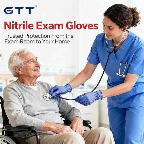 GTT Nitrile Exam Gloves, 6 Mil, 100 Count, Powder-Free, Disposable Gloves for Medical Care, First Aid, Cleaning, Food Prep, Tattoo, Cooking, Purple X Large - Thumbnail 3