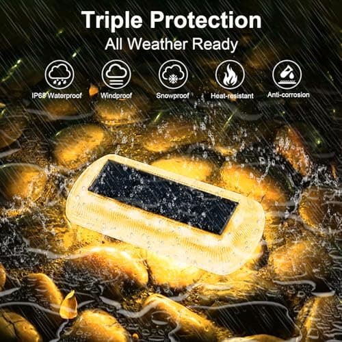 T-SUN Solar Deck Lights Outdoor Waterproof, Deck Lights Solar Powered, Driveway Marker Light for Fence Front Door, Step, Stair, Garden, Sidewalk, Pathway, Dock Porch, Backyard (Warm White, 8 Packs) - Thumbnail 4