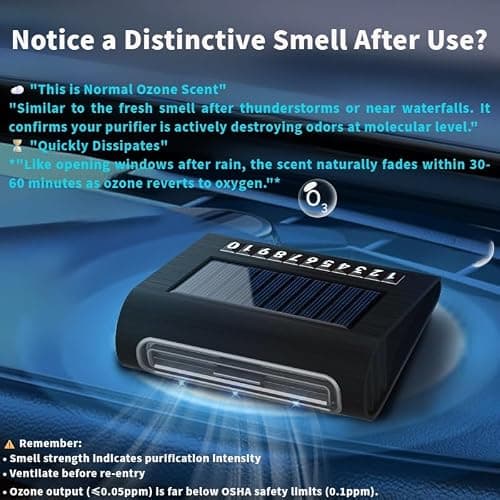 Solar Air Purifier for Car, 2-in-1 USB & Solar Charging, Ozone Ionizer Eliminates Smoke, Pet Odors, VOCs, Filter-Free, Portable for Home Office Travel - Thumbnail 5