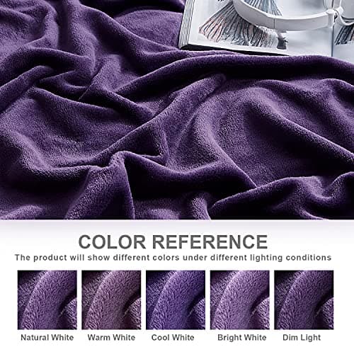 Hansleep Fleece Queen Blanket for Bed Fleece Purple, Queen Size Super Soft Flannel Fuzzy Plush Cozy Blanket for All Seasons, Purple, Queen 90x90 Inches - Thumbnail 4