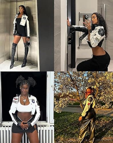 Aelfric Eden Cropped Leather Jacket Women PU Crop Moto Biker Racing Trendy Fashion Casual Coats - Thumbnail 2
