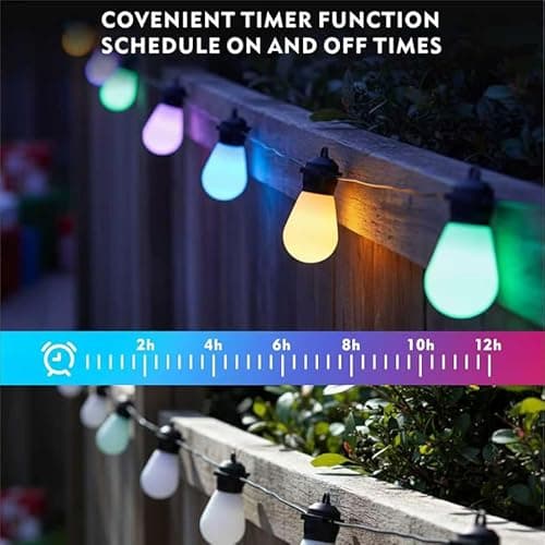 AurNyvaMay Outdoor String Lights S14, Smart Patio Lights with 15 Shatterproof LED Bulbs, APP & Remote Control, 213 Scene Modes, IP67 Waterproof for Garden, Wedding, Party, Camping - Thumbnail 3