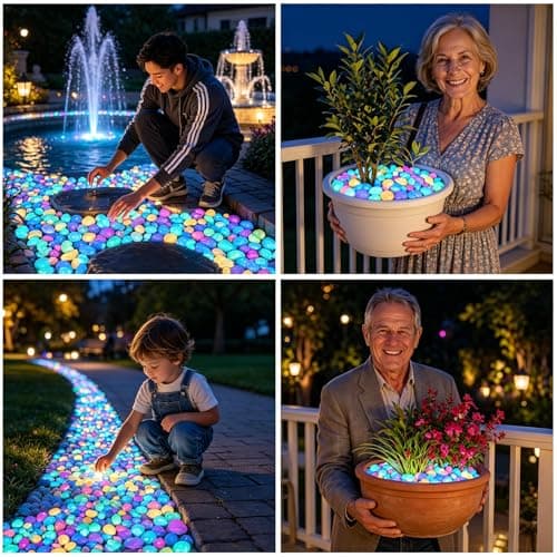 Glow in The Dark Garden Stones, Luminous Outdoor Decorative Pebbles for Walkways, Patio, Lawn, Yard, Flower Beds, UV Charged Glowing Rocks for Landscape Decor (Multicolor, 400PCS) - Thumbnail 6