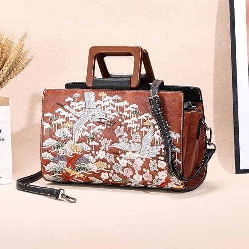 CXQDSJM Chinese Style Embroidered Jacquard Women's Evening Bags Shoulder Bags Ladies Leather Totes Khaki - Thumbnail 4