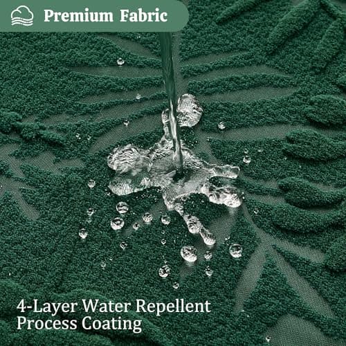 Lameirose Dark Green Shower Curtain Lace Tropical Plant Textured Shower Curtain Sheer Farmhouse Fabric Shower Curtains for Bathroom 72 x 72 - Thumbnail 3