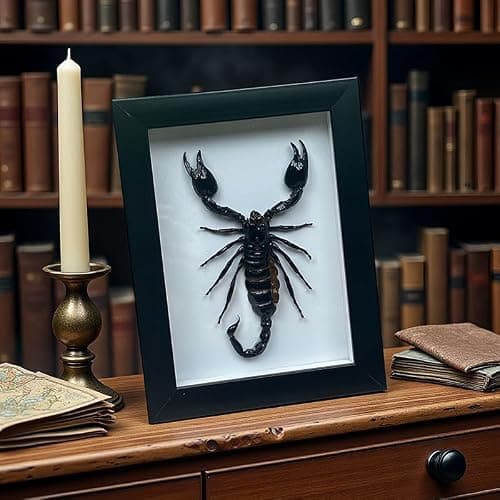 Real Forest Scorpion Specimen, Black Frame Shadow Box, Taxidermy for Insect Lovers,Insect Taxidermy Display Wall Art Hanging Decor Home Living Decor (Scorpion +Plastic Box) - Thumbnail 3