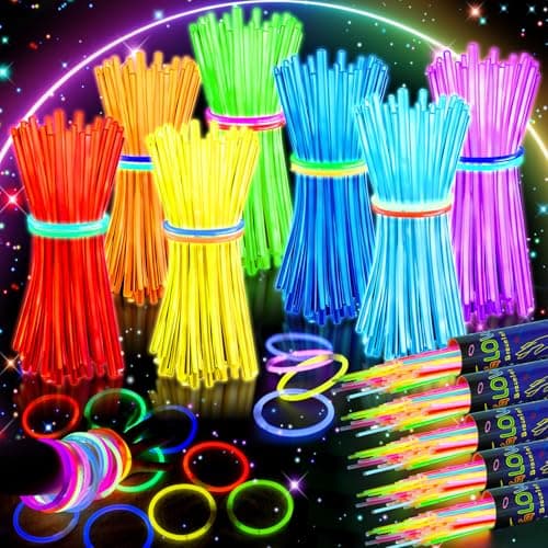 HONLYNE 500 Pcs Glow Sticks Bulk Party Pack, 8'' Glow in the Dark Party Supplies, Glow in the Dark Light Up Sticks with Connectors, Party Favors for Birthday, Concert, Raves, Halloween, Christmas - Image 1