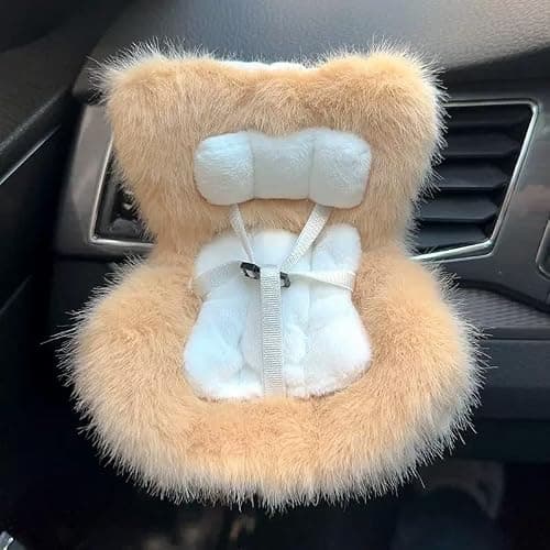 SwiftServ Doll Car Seat for 3–8 inch Figures, Compatible with Labubu and Other Plushes, Blind Box Dolls & Vinyl Collectibles, Includes Air Vent Clip & Desktop Stand, Cute Car Ornament for Collectors - Image 1