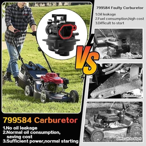 799584 Carburetor, Lawn Mower Carburetor Replacement for Briggs and Stratton 594058,592361,594057,594529,Compatible with Troy Bilt TB110 TB200 103M02 09P702 9P702, Automotive Replacement Carburetors - Thumbnail 5