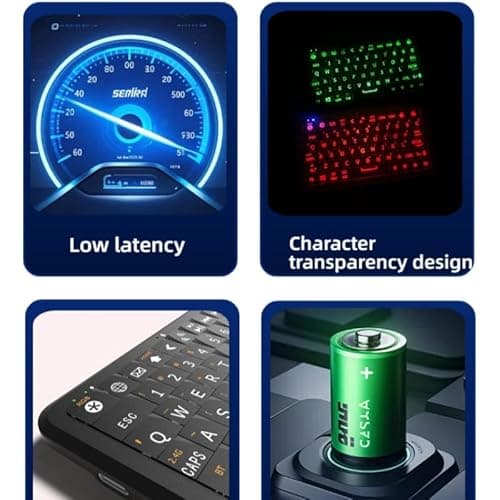 Winmaxle Mini Keyboard with Bluetooth 5.0/2.4G Dual Mode, Gyroscopic Motion Mouse, 64 Keys, RGB Backlight Options, Rechargeable Battery, Type-C Win/iOS/Android/ (Black) - Thumbnail 3