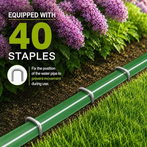 MIXC Reinforced Sprinkler Hose with Holes, 100FT (25FT×4 Pack) No-Kink Heavy Duty Flat Sprinkler Soaker Hose with Stakes & Splitters, Drip Irrigation Garden Hose for Lawn, Yard, Vegetable & Flower Bed - Thumbnail 3