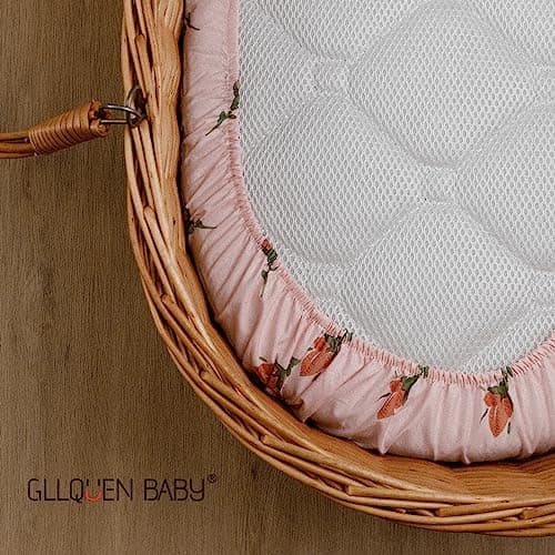 Gllquen Baby Bassinet Sheets 4 Pack, Breathable Cozy Fitted Mattress Sheet, Elastic Travel Crib Fashionable Floral Pattern, Standard Cradle Safe Sheets for Baby Boys Girls 32"x16" (Flower) - Thumbnail 4