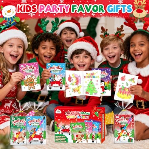 ZMLM 24 Pack Christmas Coloring Books for Kids with Crayons,Party Favors for Kids 4-8, Goodie Bags Stuffers for Toddlers, Classroom Prizes Birthday Return Gifts (Christmas) - Thumbnail 6