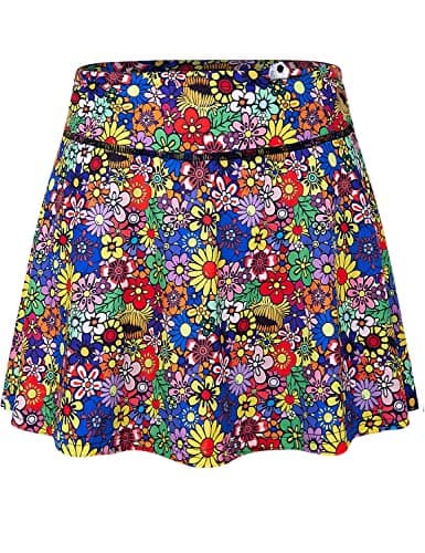 BLEVONH Women's Tennis Skort Active Pleated Skirts with Pocket for Running Golf Flower XL Multicolor - Image 1