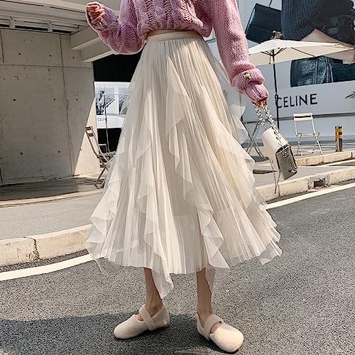 Women's Tulle Skirt A-Line Long Fairy Skirts Elastic Waist Layered Skirts Midi Skirts for Formal Party - Thumbnail 3