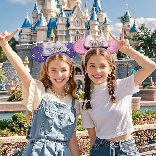 Eylola DIY Mouse Ears Headbands, Sequin Mouse Ears for Women Girls Boys, Shiny Bow Headband for Cosplay Costume Party Decorations Hair Accessories - Thumbnail 5