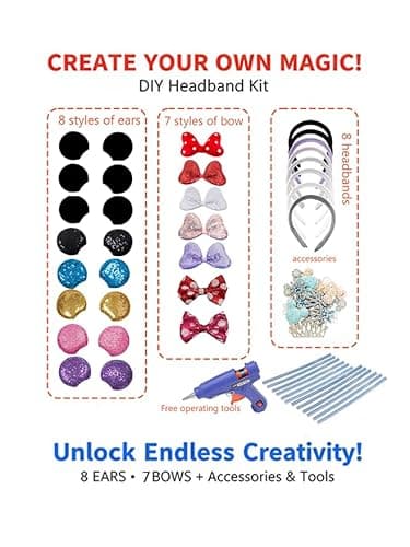 Eylola DIY Mouse Ears Headbands, Sequin Mouse Ears for Women Girls Boys, Shiny Bow Headband for Cosplay Costume Party Decorations Hair Accessories - Thumbnail 6
