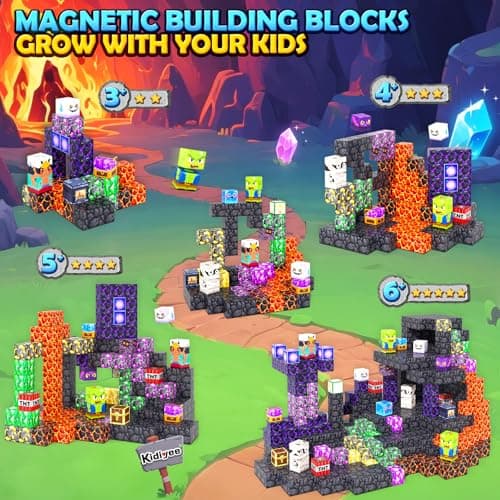 Magnetic Blocks - Mine Magnet World Building Toys for Kids Ages 4-6 6-8 8-12, STEM Magnetic Building Blocks Kids Sensory Toys Games, Gift for 3+ Year Old Boys and Girls - Thumbnail 3