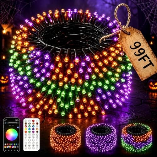 Ecoeve Red White and Blue Lights, 99FT 200 LED 4th of July RGB+IC String Lights Outdoor, Smart App-Controlled 100+ Scene Modes Color Patriotic Light for Indoor Independence Memorial Day Party Holiday - Image 1