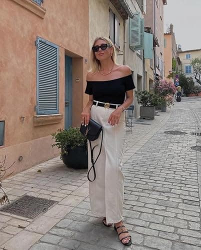 Imily Bela Womens Off The Shoulder Tops Short Sleeve Top Quick Dry T Shirts Trendy Y2k Going Out Crop Tops Slim Fit 2025 Black - Thumbnail 5