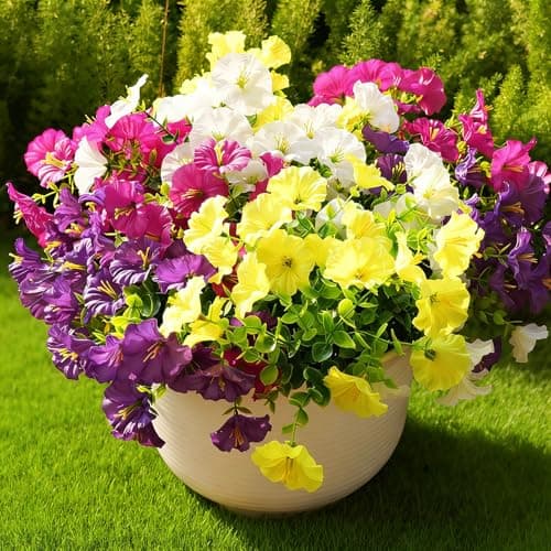Fanfantoey Artificial Silk Morning Glory Faux Flowers for Porch Patio Gardens Home Decor, 4 Mixed - Image 1