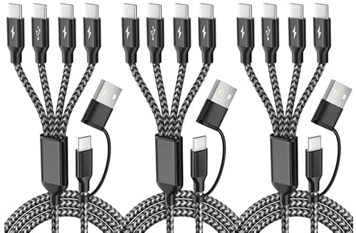 USB C Splitter Multi Charging Cable,USB A/C to USB C Charging Cord,Dual Type C Charger Cord,4 in 2 Multi Charger Cord with 4 Type-C Connectors Compatible with iPhone17/16/Cell Phones Tablets,3Pack - Image 1