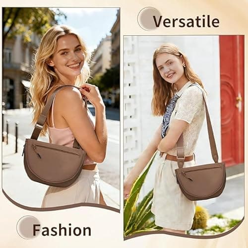 Fashion Crescent Moon Bag For Women & Men - Medium Nylon Shoulder Bag With Adjustable Strap, Lightweight & Foldable Design (A-Lavender) - Thumbnail 2