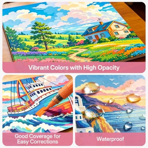 WUO 36 Colors Acrylic Paint Markers, Automatic Ink Control Brush Tip Pens, Water-Based No-Bleed Markers for Rock, Canvas, Wood, Glass, Ceramic, and DIY Art Supplies - Thumbnail 6