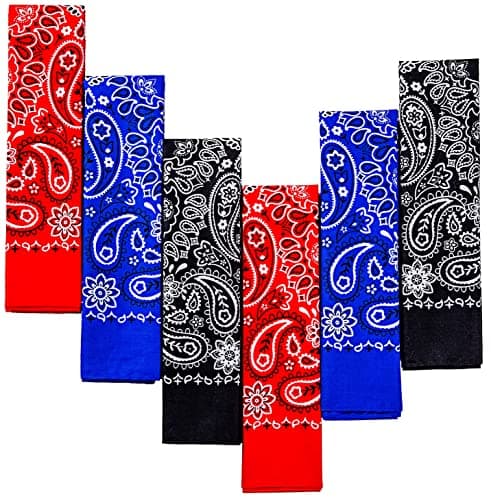 6-Pack 100% Cotton Bandanas Gift Set (Red Black Blue) – 22x22 Inch Paisley Head Wraps, Face & Neck Scarves, Multi-Purpose Accessories for Men & Women, Holiday & Everyday Gifting - Image 1