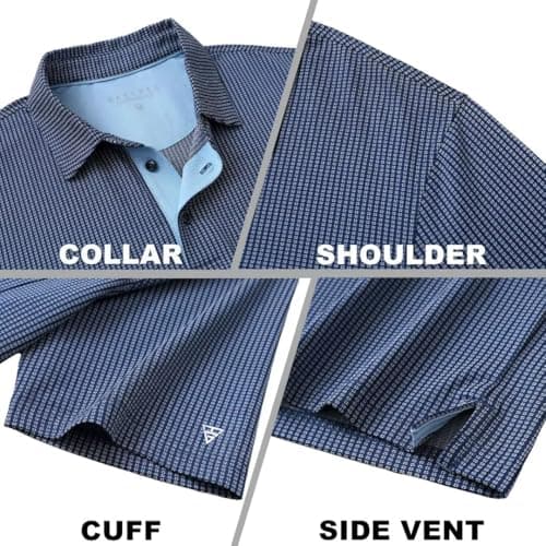 M MAELREG Golf Shirts for Men Dry Fit Short Sleeve Casual Collared Pocket Moisture Wicking Men's Polo Shirts Navy - Thumbnail 5