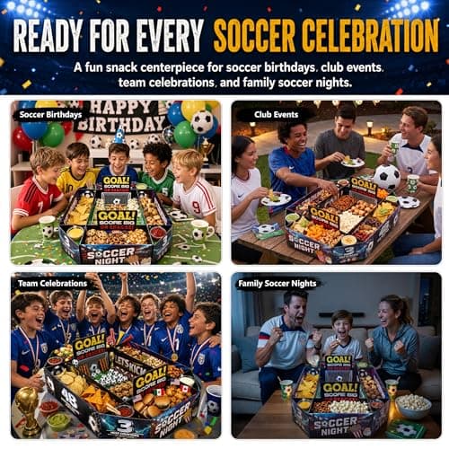 Ironraw Large 3D Soccer Snack Stadium with Roomy Center Field for Foil Pan,Corner Sauce Holders & 4 Divided Sections Food Server for 2026 Soccer Watch Parties,Game Day & Birthday, Team Celebrations - Thumbnail 6