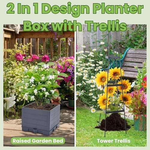 Lancisism Raised Garden Bed Tomato Planter with Trellis - 57" Self Watering Planters Box for Climbing Plants Vegetables Flowers - Garden Tomato Pots with Cage for Patio Greenhouse Indoor Outdoor - Thumbnail 6