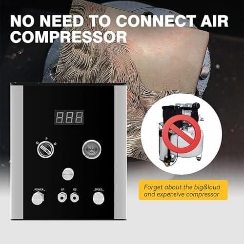 Katway Air-Free Pneumatic Engraving Machine - Dual-Head Pneumatic Impact Engraver for Jewelry and Metal Crafting, Jewelry Making Engraving Machines & Tools AT03 (Black) - Thumbnail 3