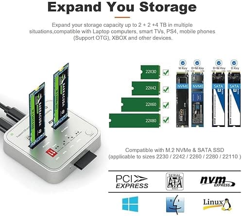 MAIWO K3016CL M.2 SATA/NVMe Docking Station, 10Gbps USB-C SSD Duplicator with SD Express Slot, One-Key Offline Clone, Dual M.2 SSD Reader & Writer, System Disk Migration Tool - Thumbnail 6