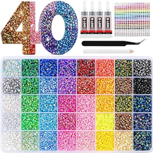 Badazzle Kit 40 Colors 35000PCS Bedazzled Kits Resin Jelly Flatback Rhinestones, Book Bedazzling Kit Bazzling Kits Small Gems with Tools Bedazzle Gems for Bedazzling Crafts & DIY Projects for Adults - Image 1