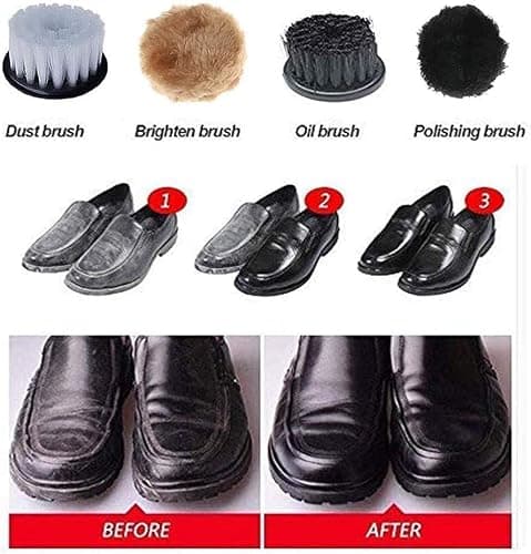 Shoe Buffer Kit Electric Shoe Polisher Brush Shoe Shiner Dust Cleaner Portable Leather Care Kit for Shoes, Bags, Sofa (Black) - Thumbnail 4