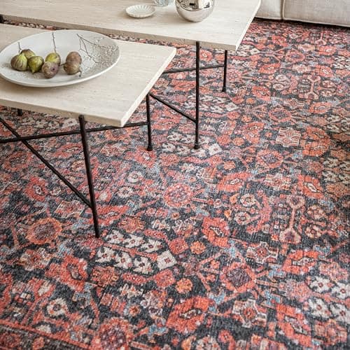 KNOTTING MATTERS Snapdragon 8’3” x 11’6” Area Rug – Terracotta & Warm Coral Heritage Flatweave, Low-Pile – Easy Clean Area Rug – Perfect for Living Room, Dining Room, Bedroom – Pet & Kid Friendly - Thumbnail 4