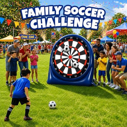 6FT Giant Football Toss & Soccer Dart Board Game, Inflatable 2-Sided Outdoor Yard Game with Pump, Backyard Carnival Party Game for Family - Thumbnail 3