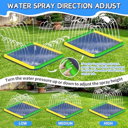 Splash Pad for Kids & Dogs, EPN 140"-100" Extra Large Non-Slip Sprinkler Splash Pad, Thickened 0.5mm PVC Water Play Mat, Outdoor Water Toy for Backyard Summer Fun, Ideal for Toddlers 3+ Boys Girls - Thumbnail 5