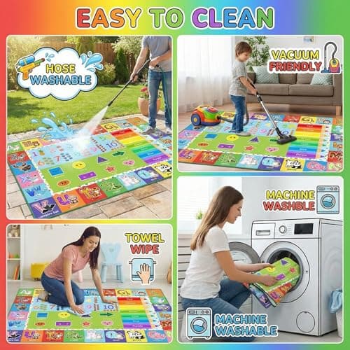 Wiero ABC Alphabet Rug for Kids Bedroom - 2.5x4 Feet Educational Numbers & Animals Play Mat for Toddler Nursery, Learning Carpet for Boys and Girls Early Education - Thumbnail 4