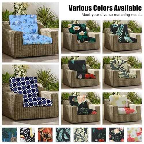 MRGSDL 8Pcs Patio Cushion Covers,Outdoor Cushions Covers,Stretch Cushion Covers Replacement, Washable and Reusable Furniture Protectors(Daisy) - Thumbnail 4